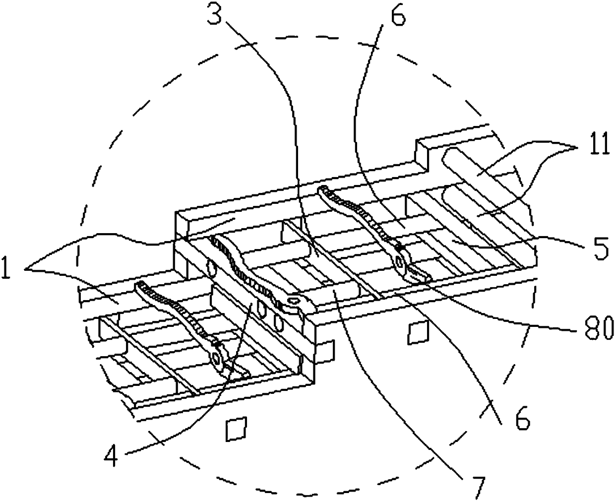 Anti-blocking automatic forceps body blanking continuous drilling and milling machine tool