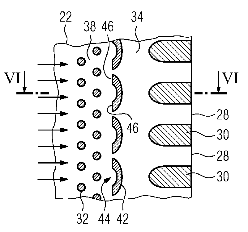 Turbine vane for a gas turbine and casting core for the production of such