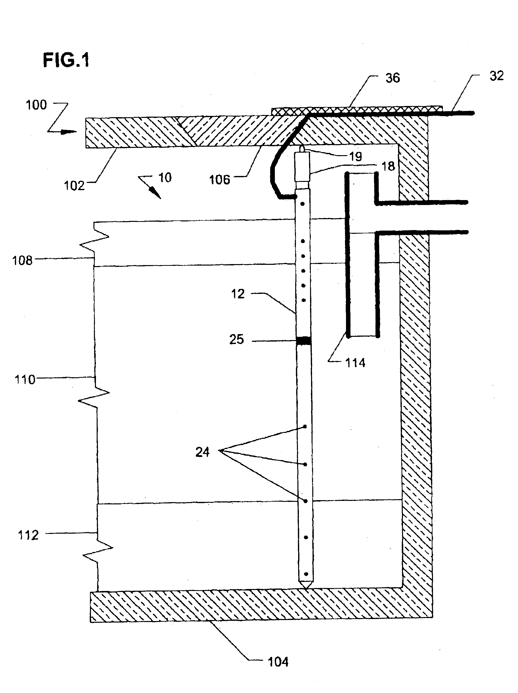 Monitoring system with thermal probe for detection of layers in stratified media