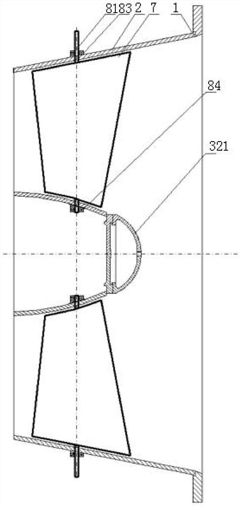 Submersible full-through-flow gate pump with front guiding vane with adjustable placing angle