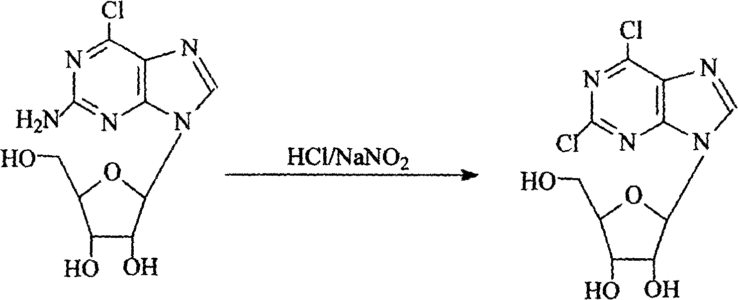 Technique for producing 2,6-dichlorine purine nucleosides by chemical synthesis method