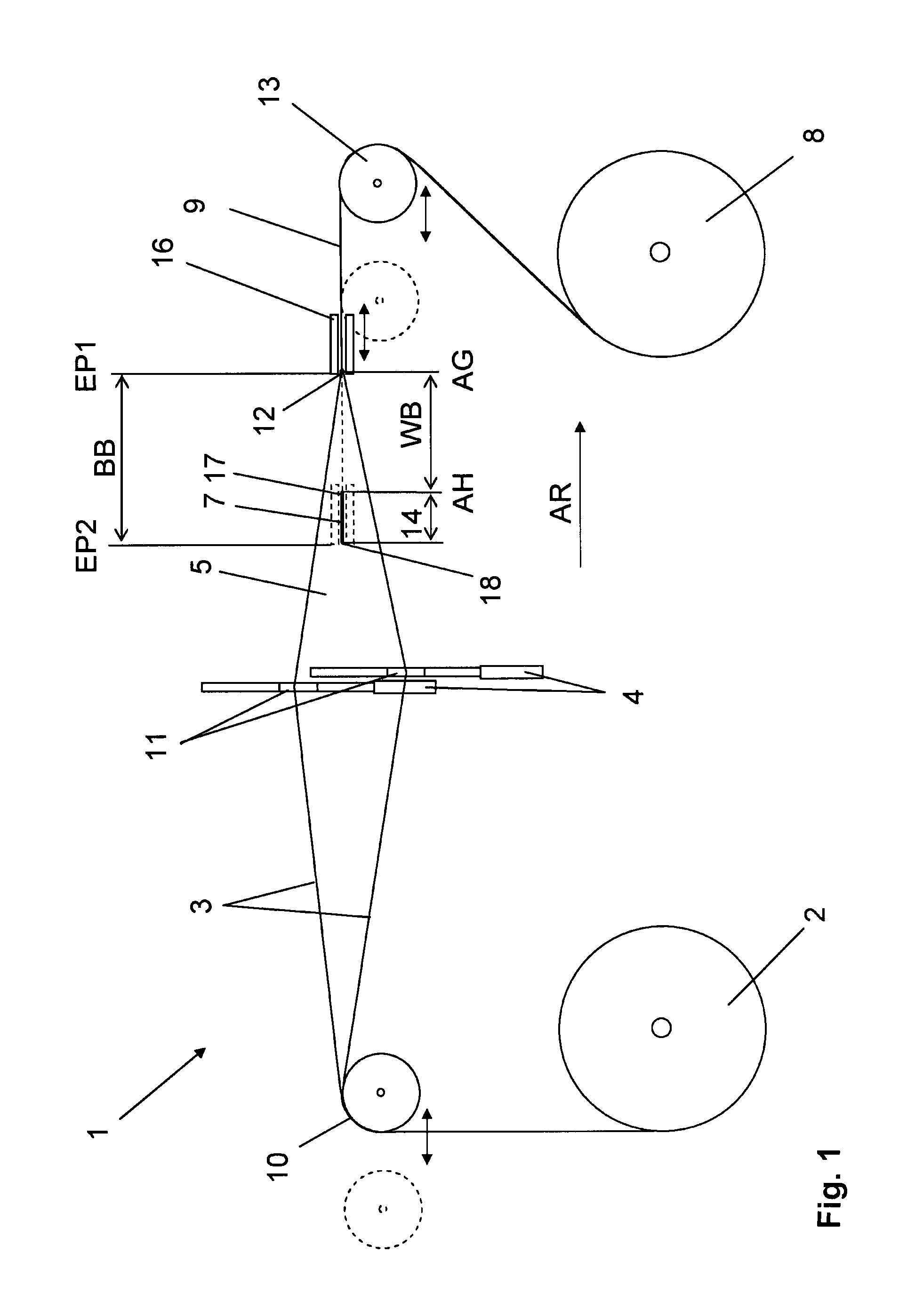 Weaving machine having movable shed opening limiter device