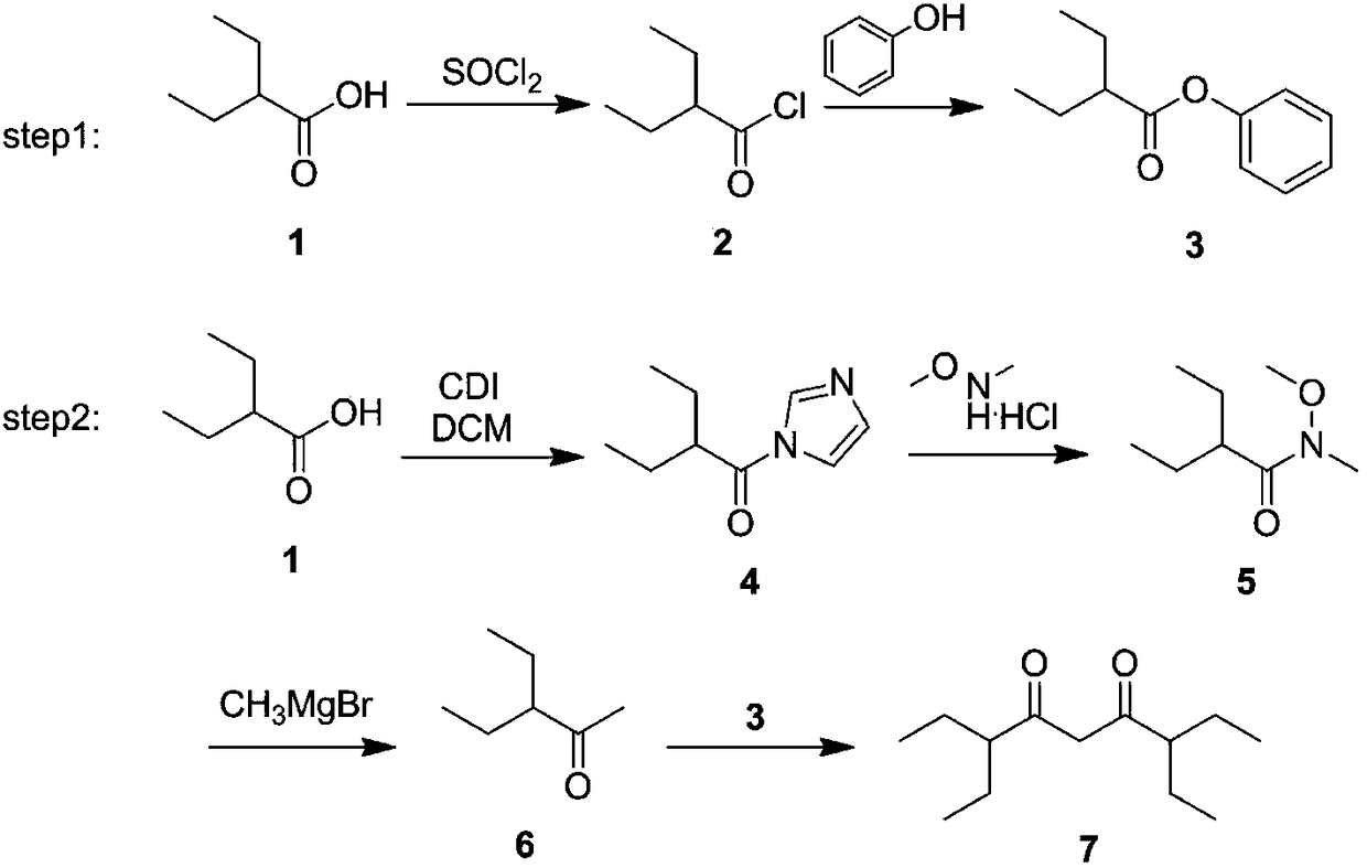Method for preparing 3, 7-diethyl nonane-4, 6-diketone