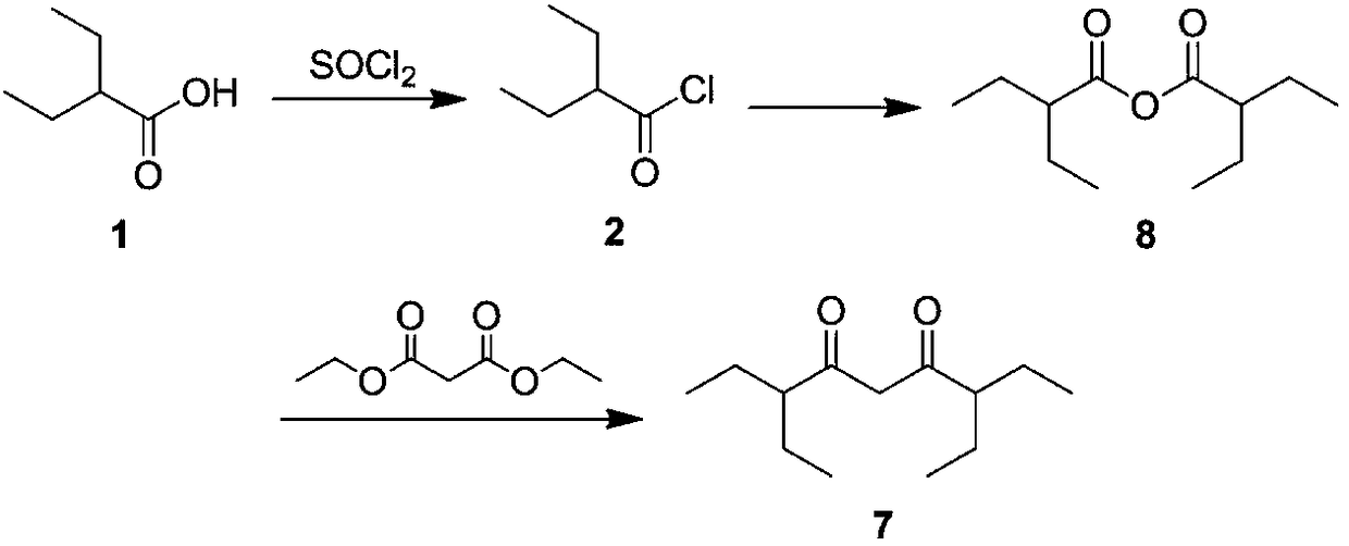 Method for preparing 3, 7-diethyl nonane-4, 6-diketone
