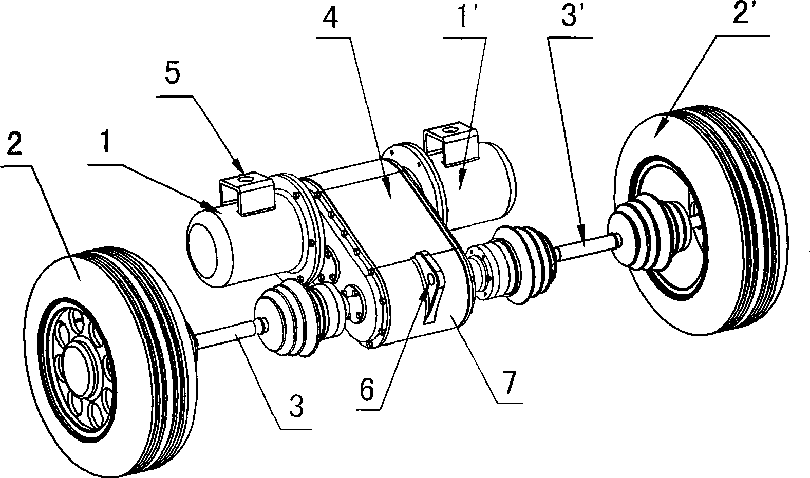 Double-motor skidproof differential drive axle of electric automobile