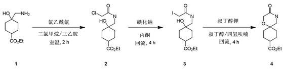 Synthesis method of ethyl-3-oxo-1-oxa-4-azaspiro[5.5]undecane-9-carboxylate