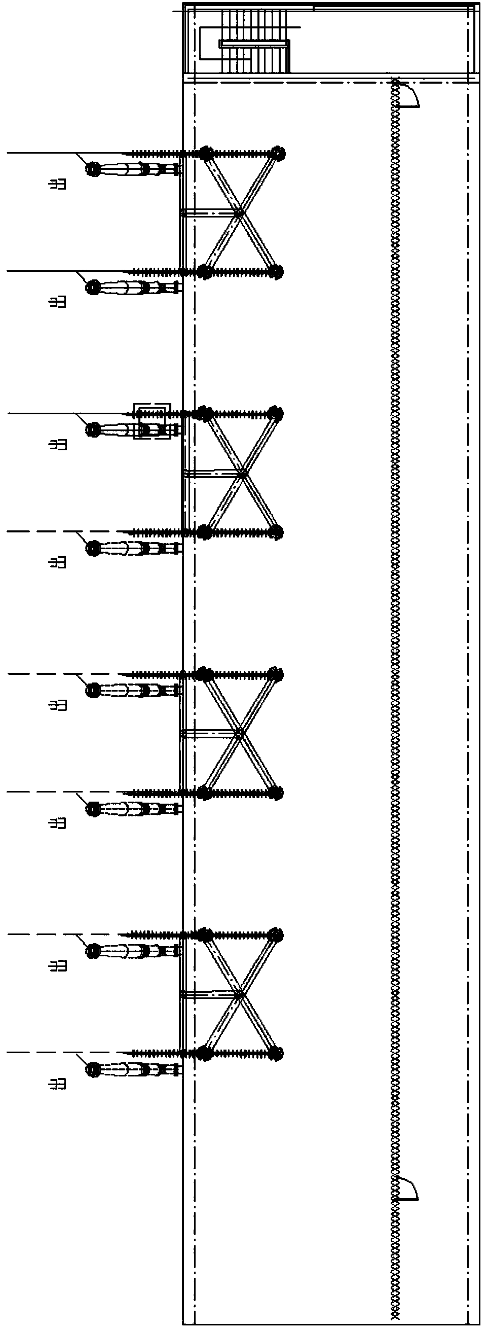 Roof outgoing line structure of indoor GIS equipment