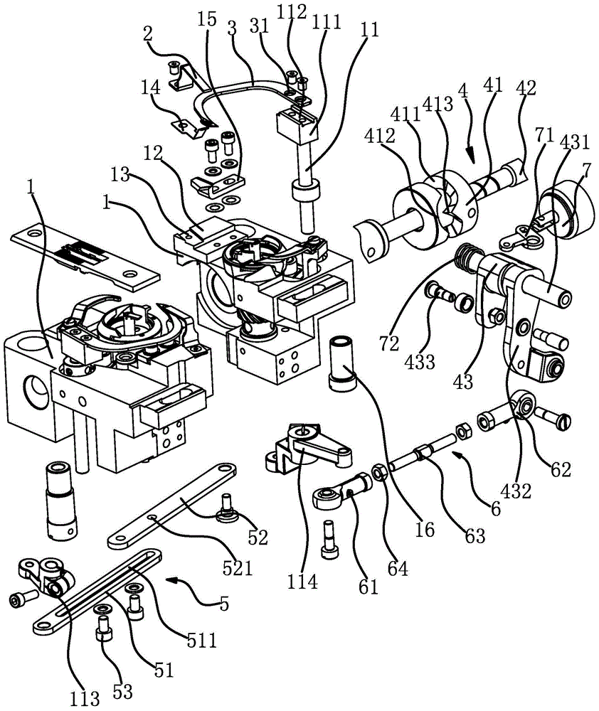 Thread trimming mechanism for two-needle sewing machine