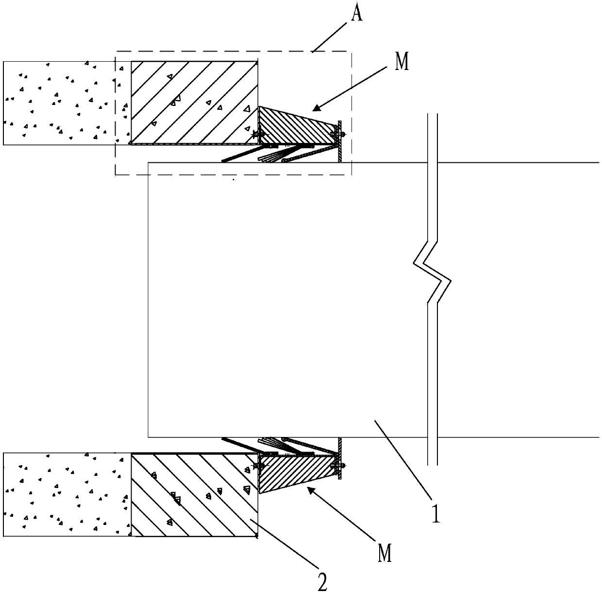 Waterstop device and waterstop construction method suitable for large-section rectangular pipe jacking starting