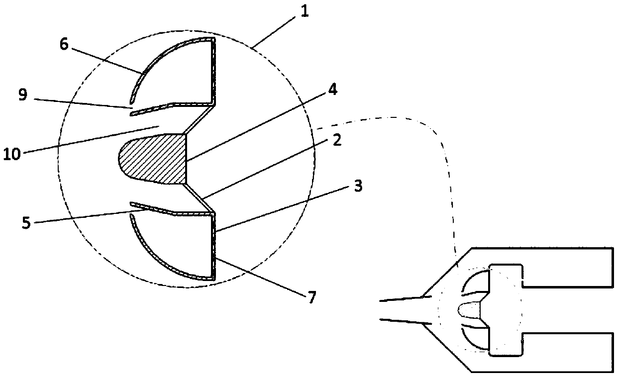 Head device of a trapped vortex combustor and its working method