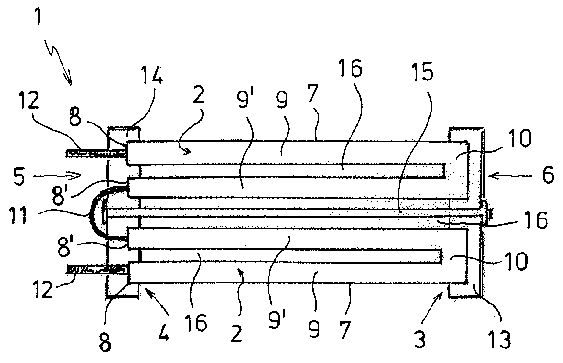 Electrical resistance heating element for a heating device for heating a flowing gaseous medium