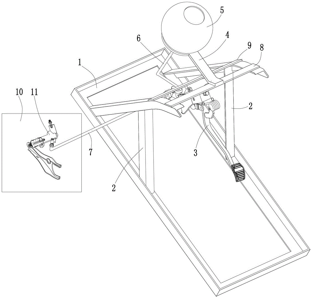 Clutch and separation device for running-in rack of engine