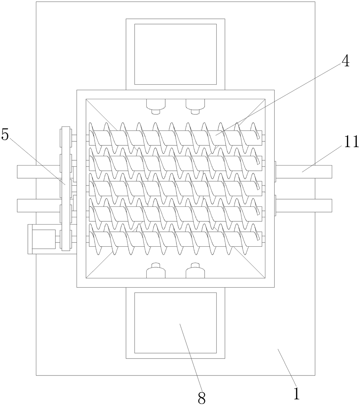 Wheat straw crushing and compressing device