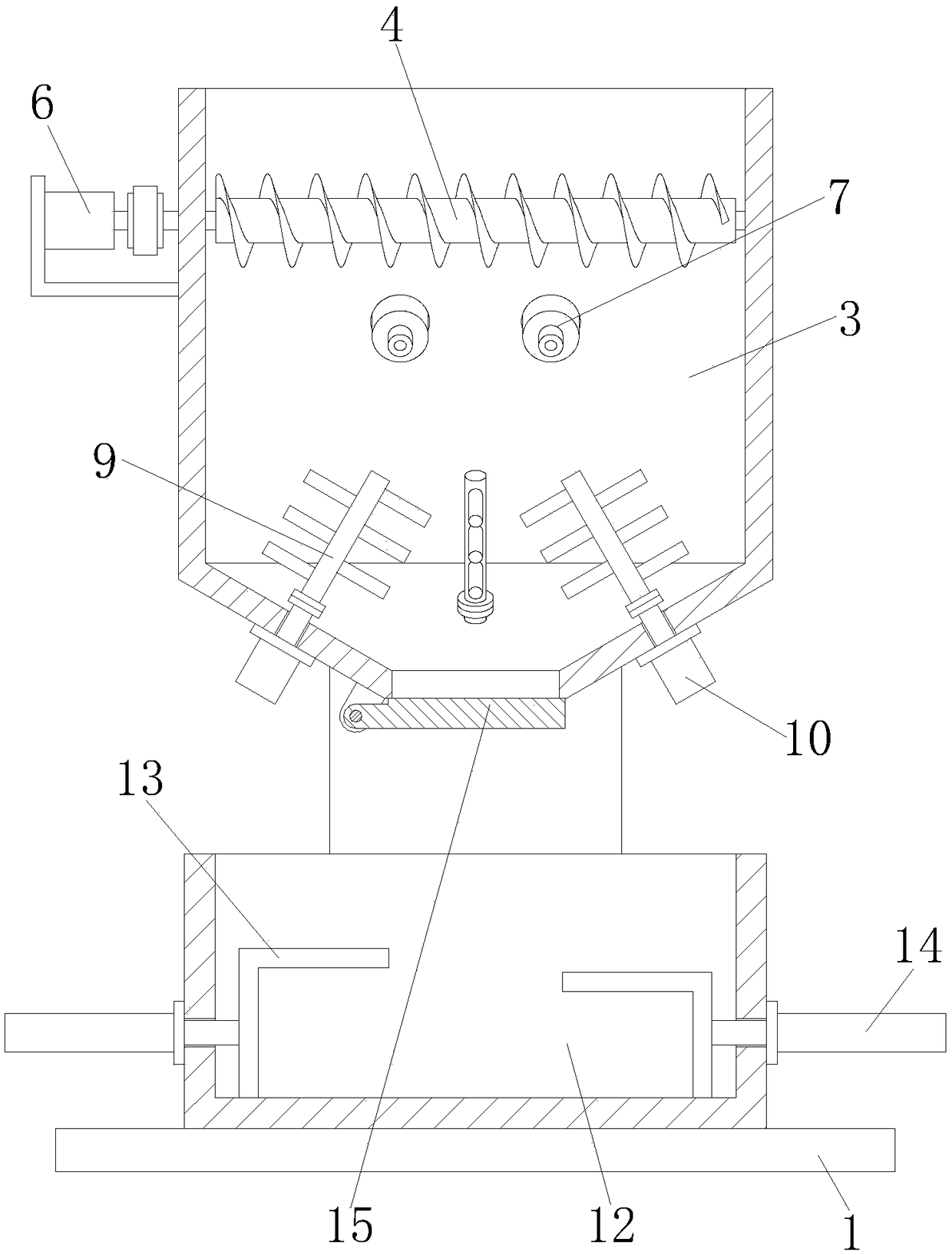 Wheat straw crushing and compressing device