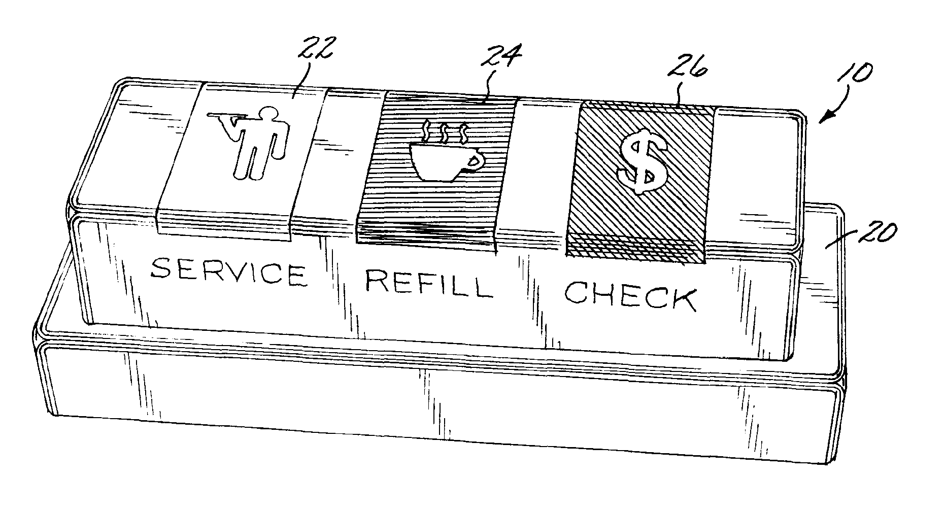 Wait staff signaling apparatus with high visibility indicators