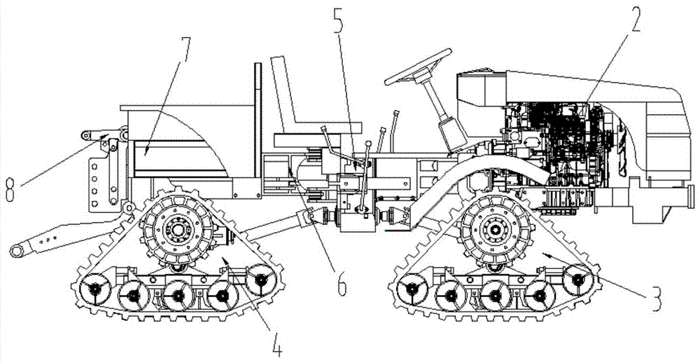 Four-drive four-track hinged type profile modeling tractor