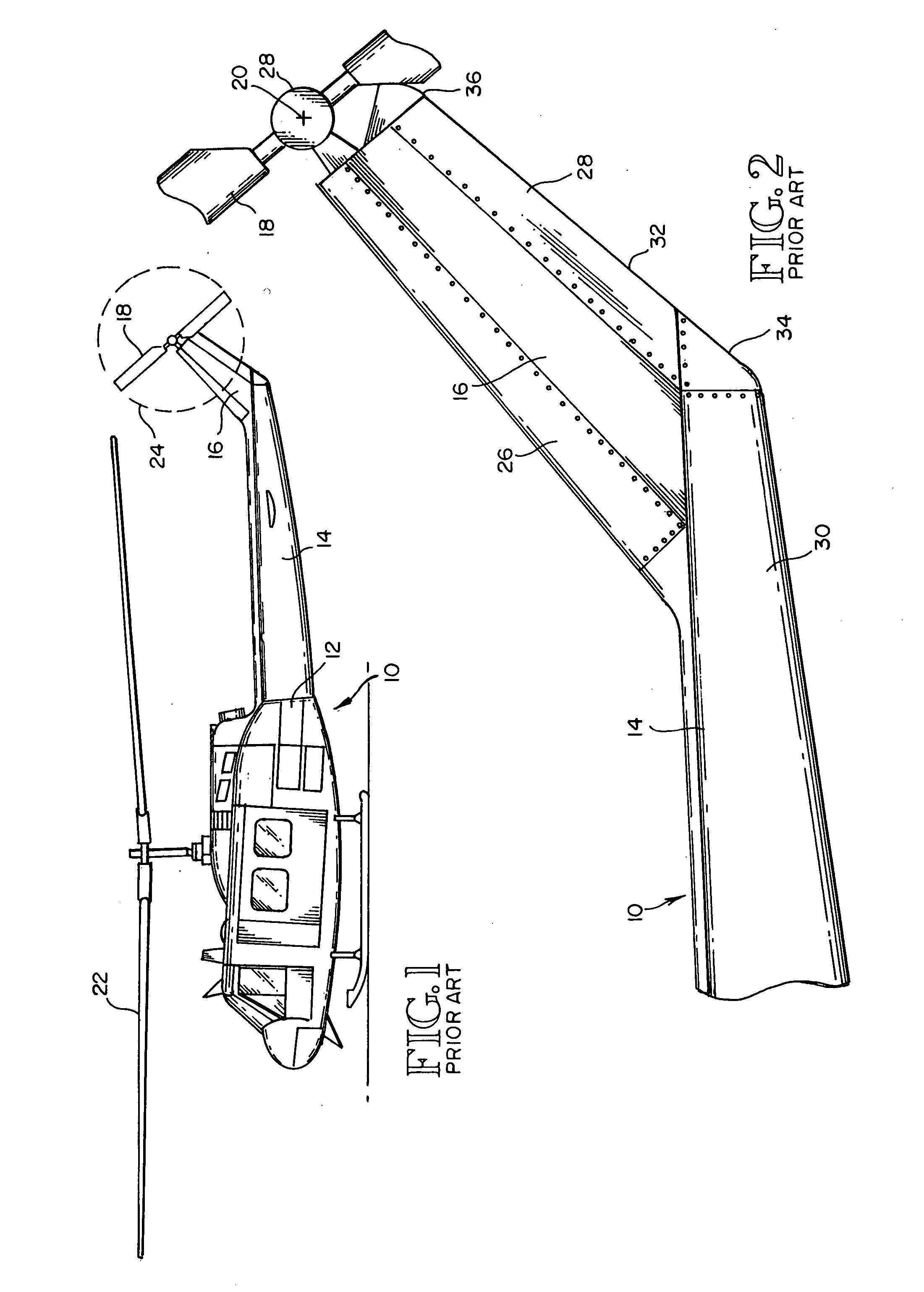 Helicopter tail section and retrofit method