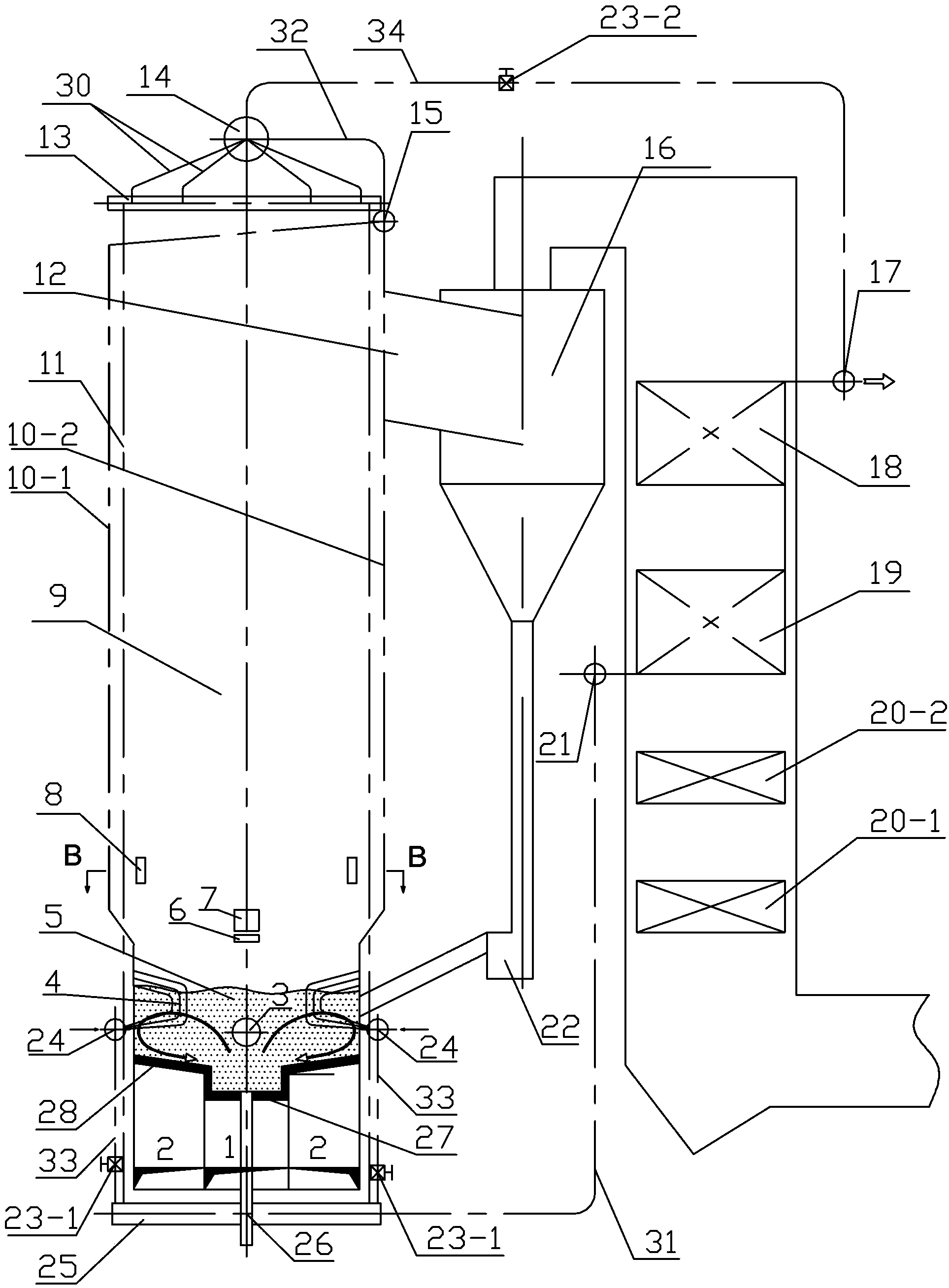 Low-range circulating fluidized bed water boiler for combusting inferior fuel and combustion method thereof