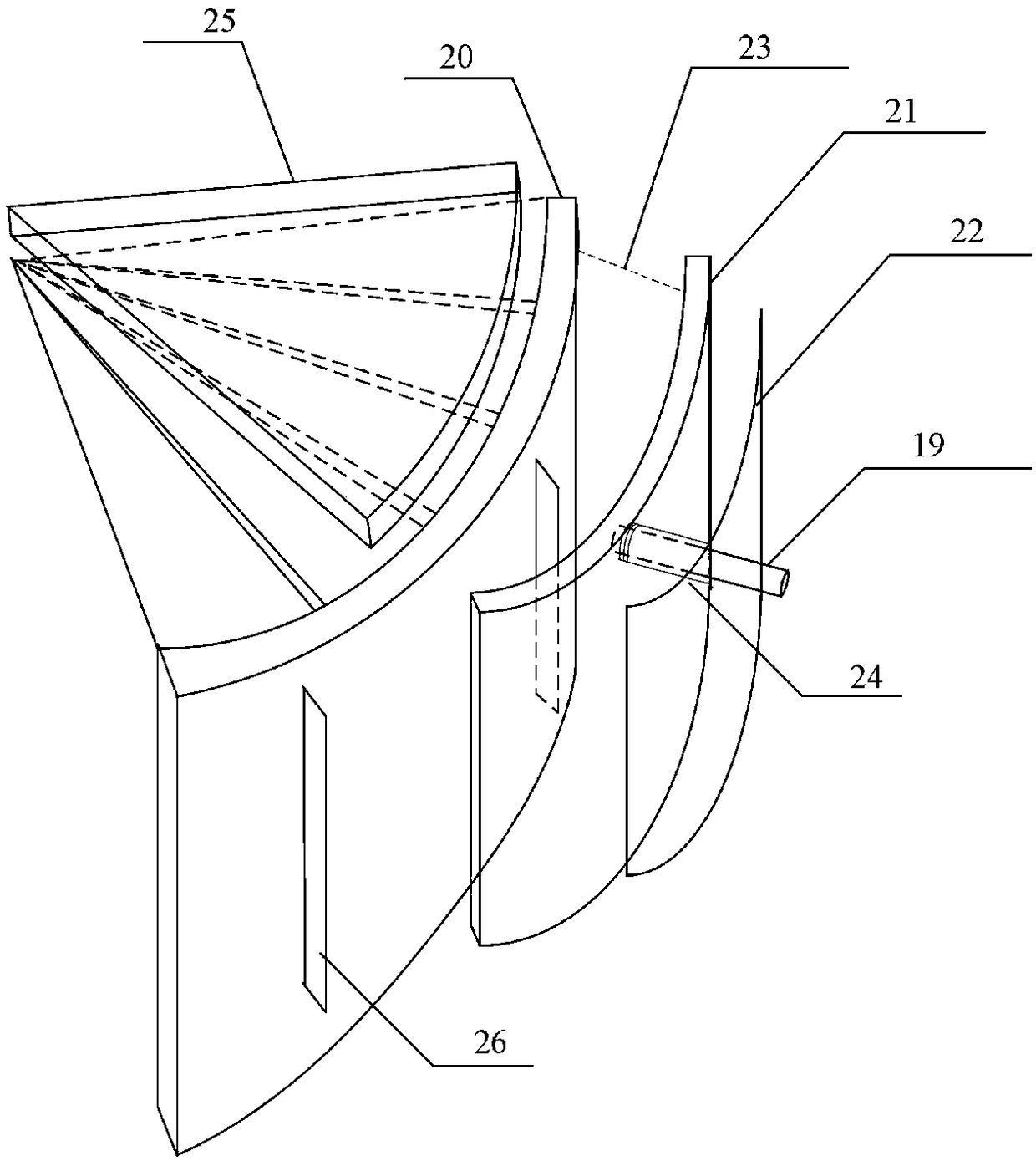 Visual measuring device and measuring method for curved plate-rotor gap of air pre-heater