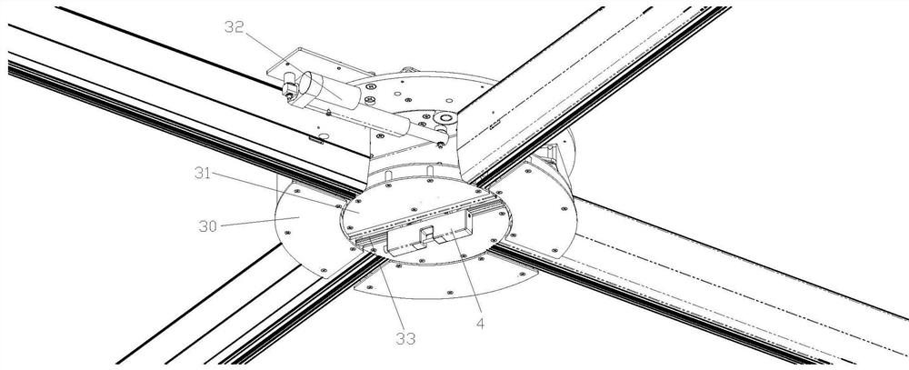 An overhead rail shifting machine with an automatic rail-changing turntable