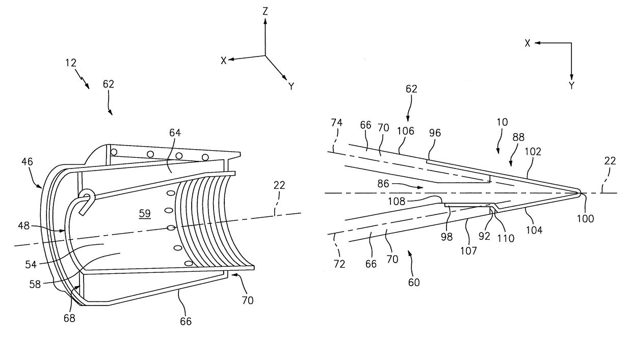 Aerodynamic feature for aft edge portions of thrust reverser lower bifurcation wall