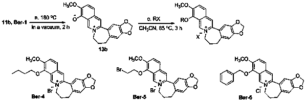 Synthesis of high B-ring berberine and palmatine derivative and application in reducing blood glucose