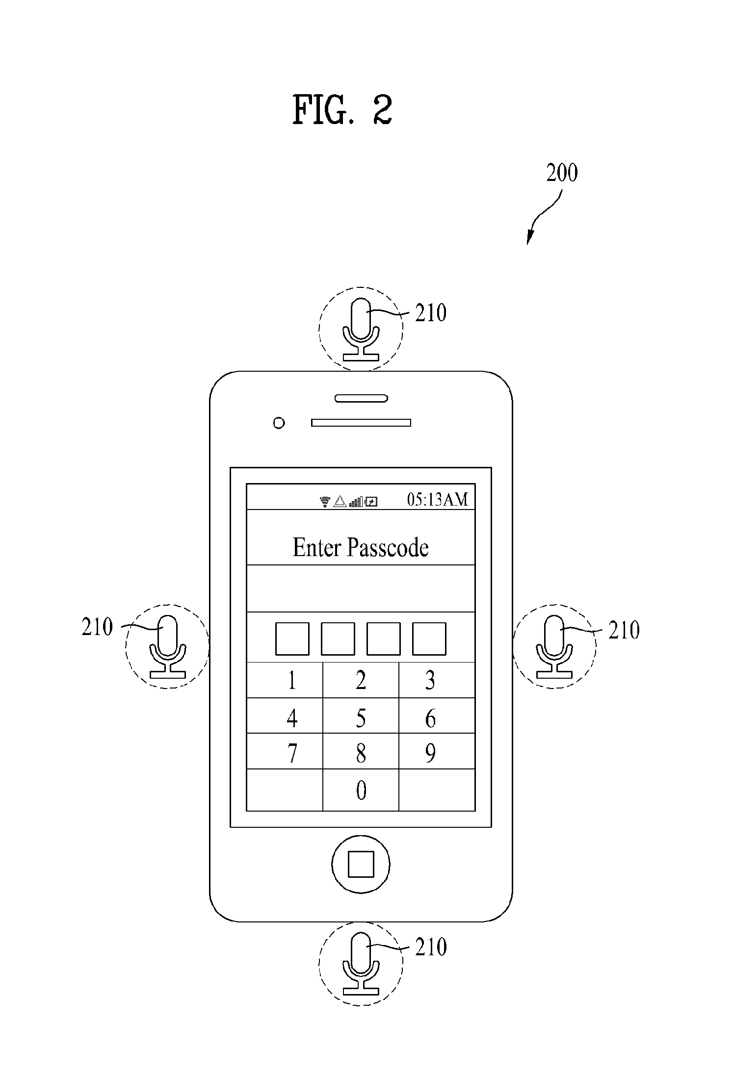 Mobile device having at least one microphone sensor and method for controlling the same