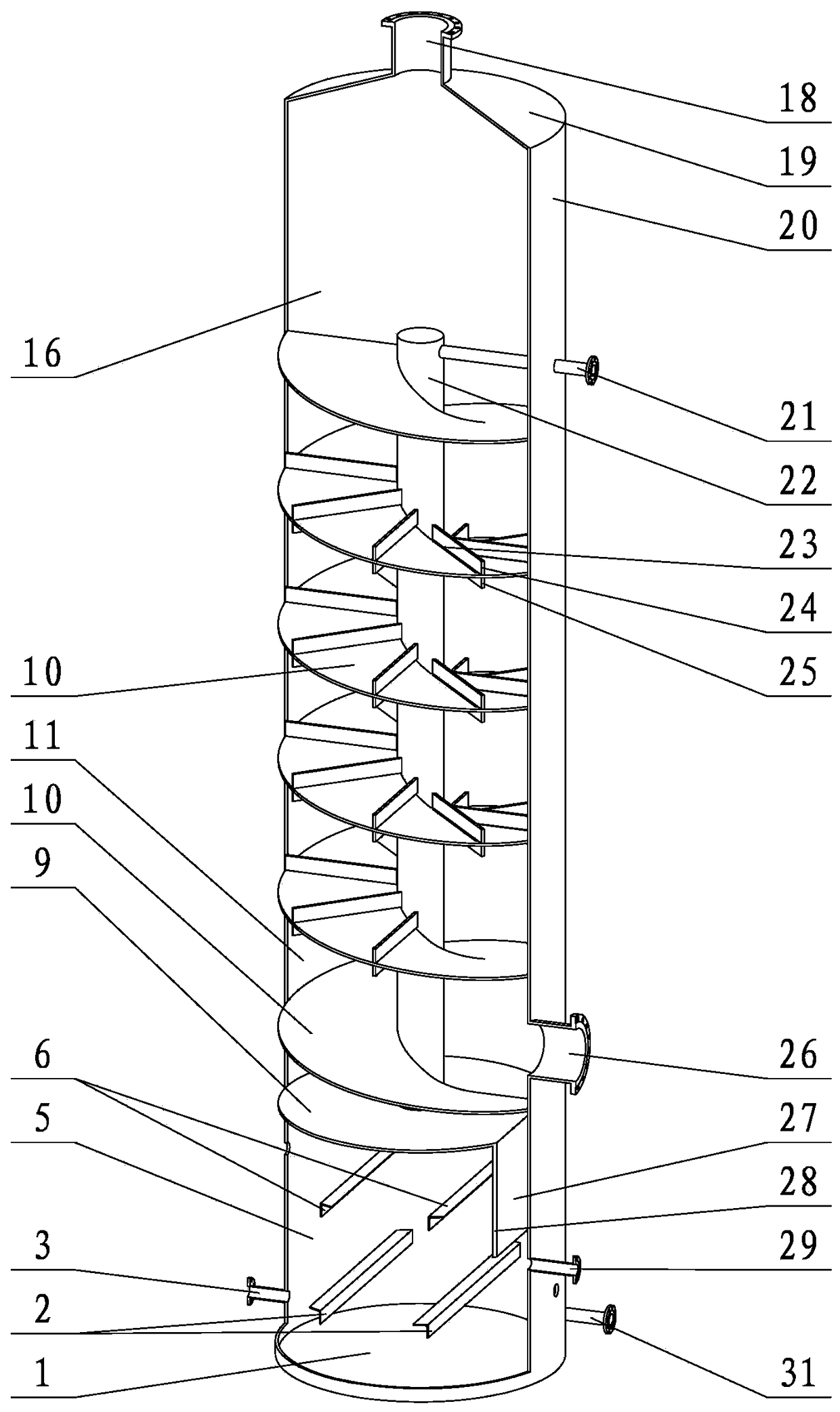 Rain curtain desulfurization spray tower