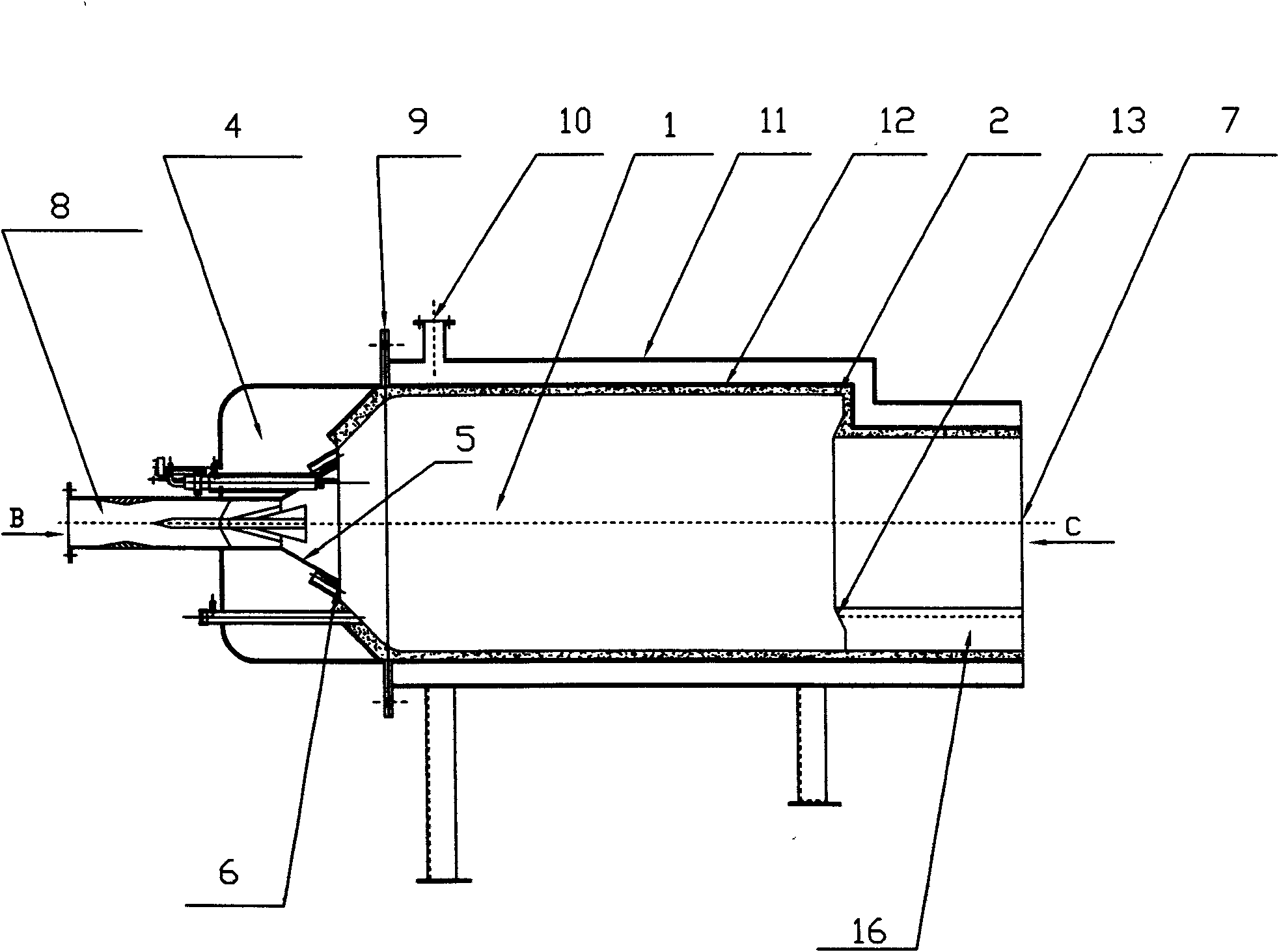 Low-NOx dry and wet deslagging dual-swirl coal-dust combustion device for