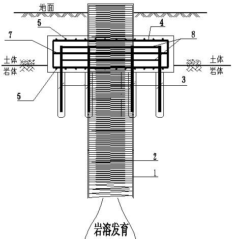Transmission line pole and tower hollow-square type pile anchor composite foundation suitable for karst region and construction method thereof