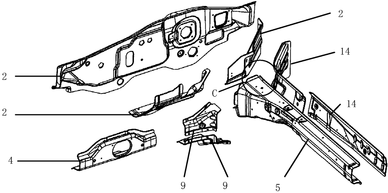 Automobile front automobile body frame component