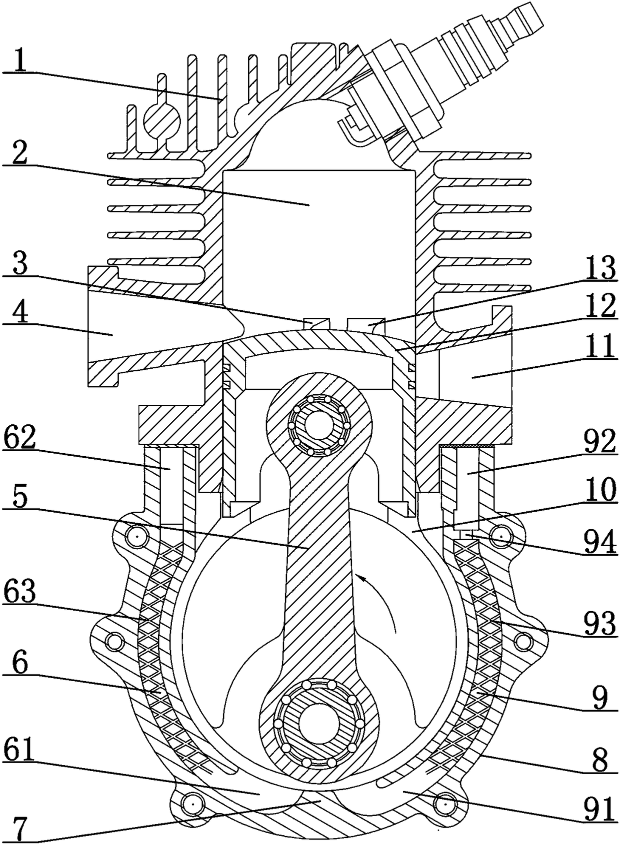 A scavenging system for a two-stroke engine