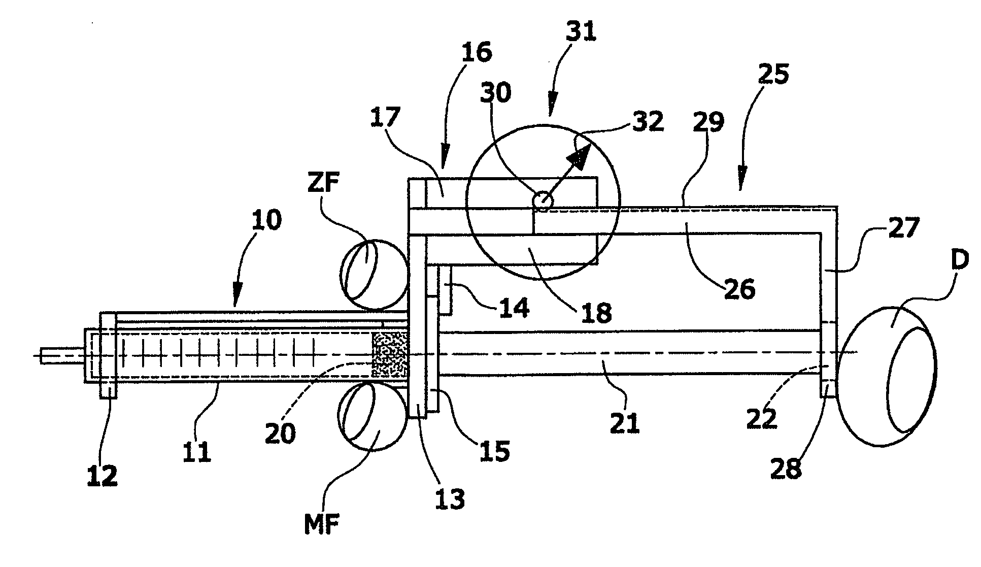 Device for finely dosed discharge of syringes