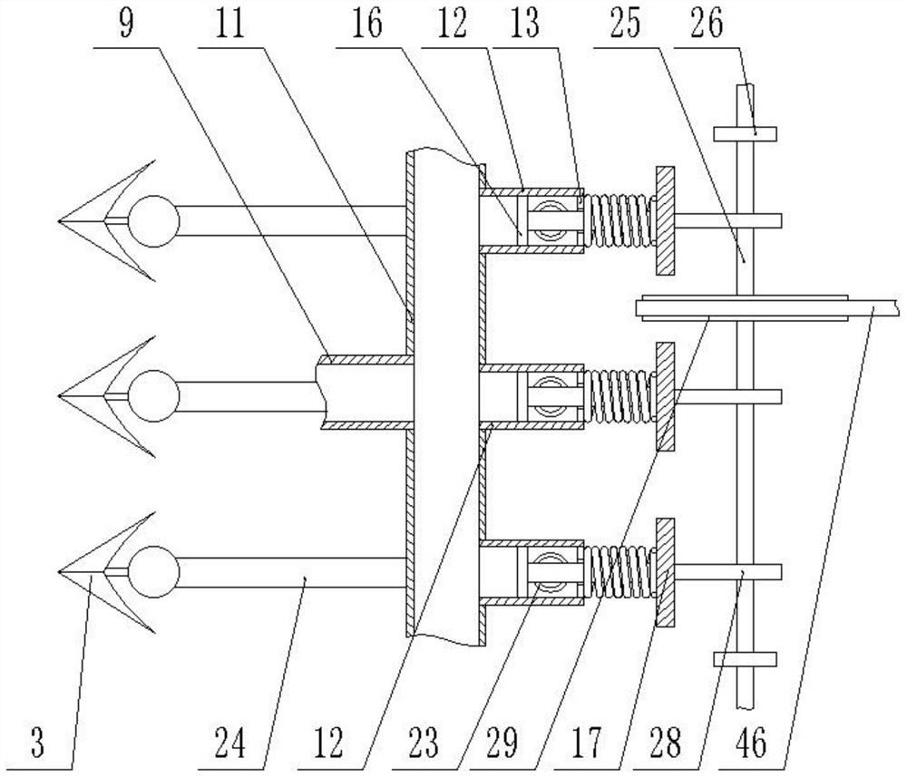 An integrated machine device for sowing, fertilizing and spraying for corn planting