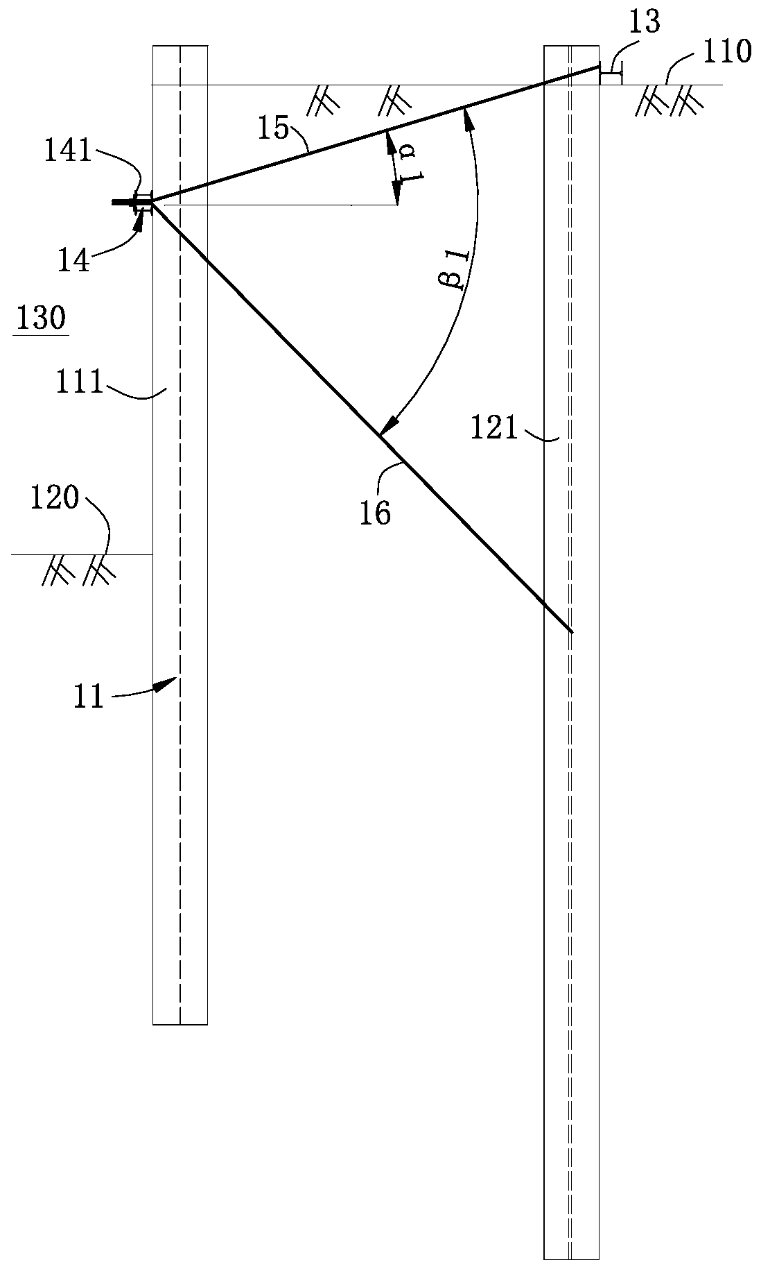 Deep anchor pull pile supporting system and construction method thereof