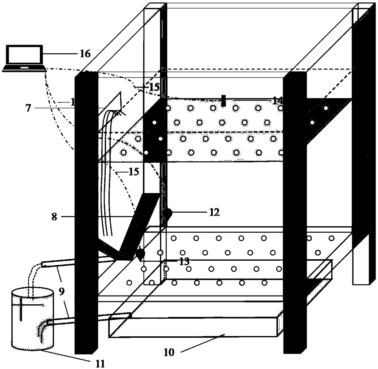 Seabed soft-soil layer preparation device and method for large-dimension physical model test