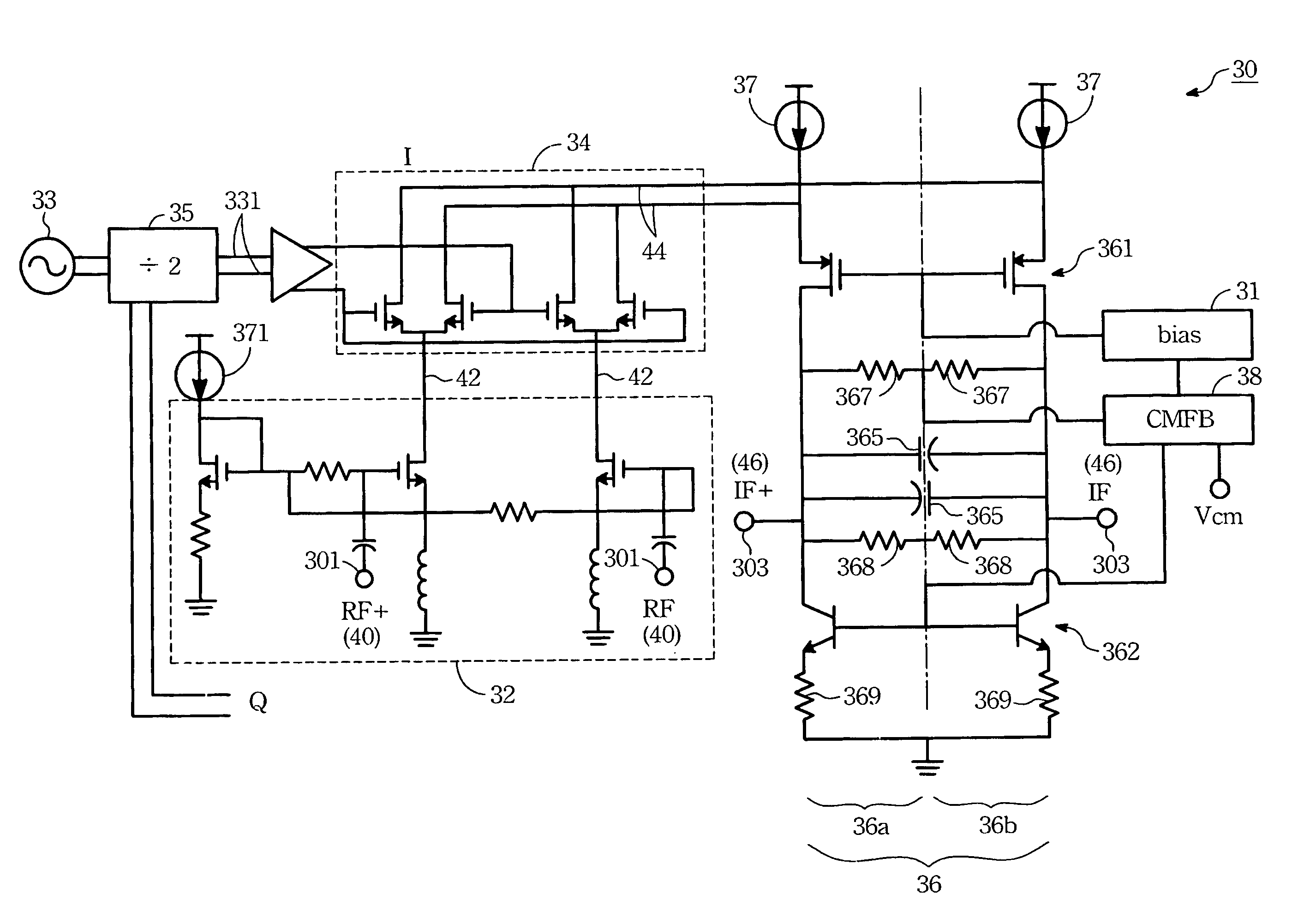 Mixer for homodyne RF receiver