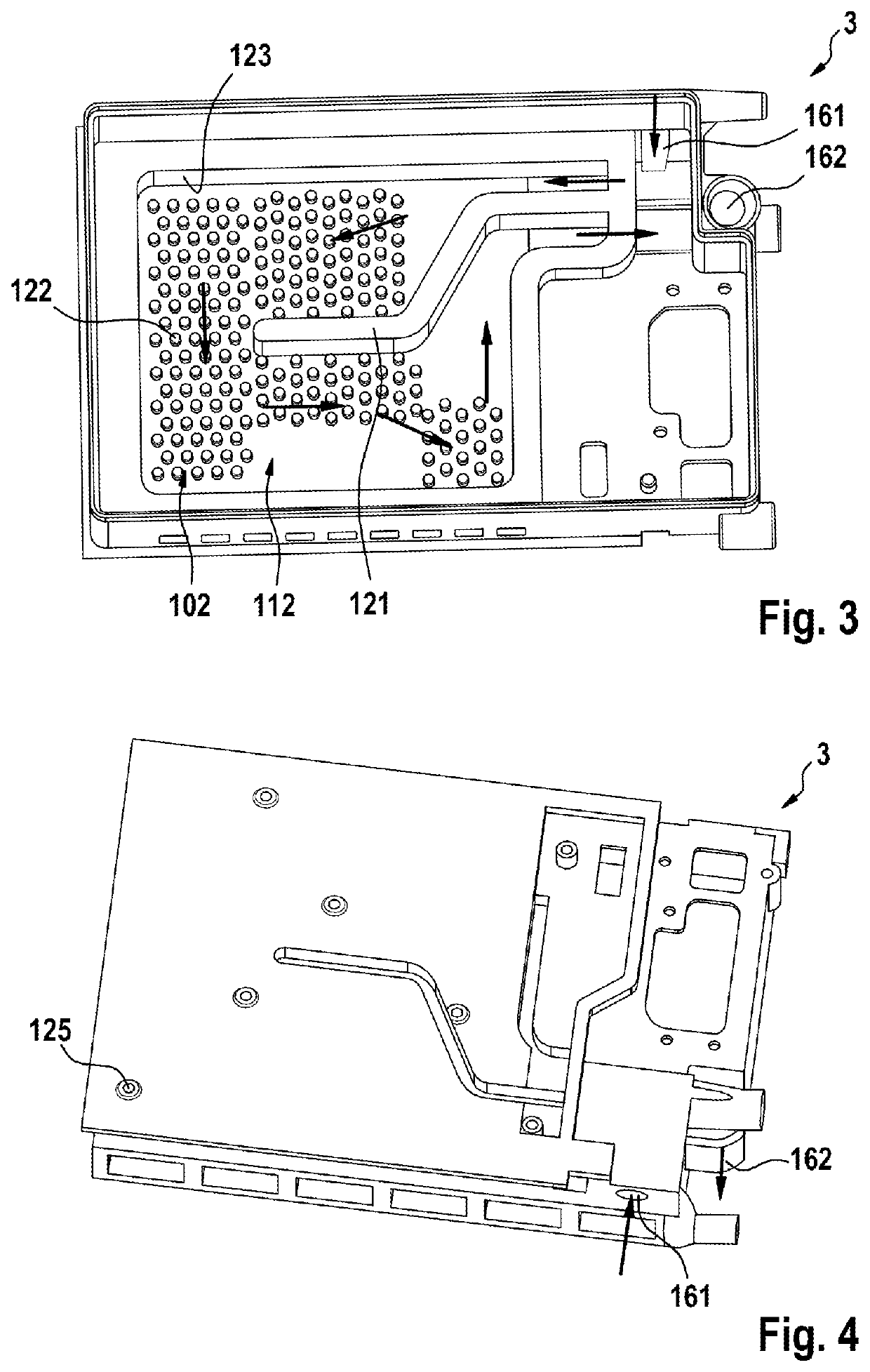 Battery having a temperature control structure and use of such a battery