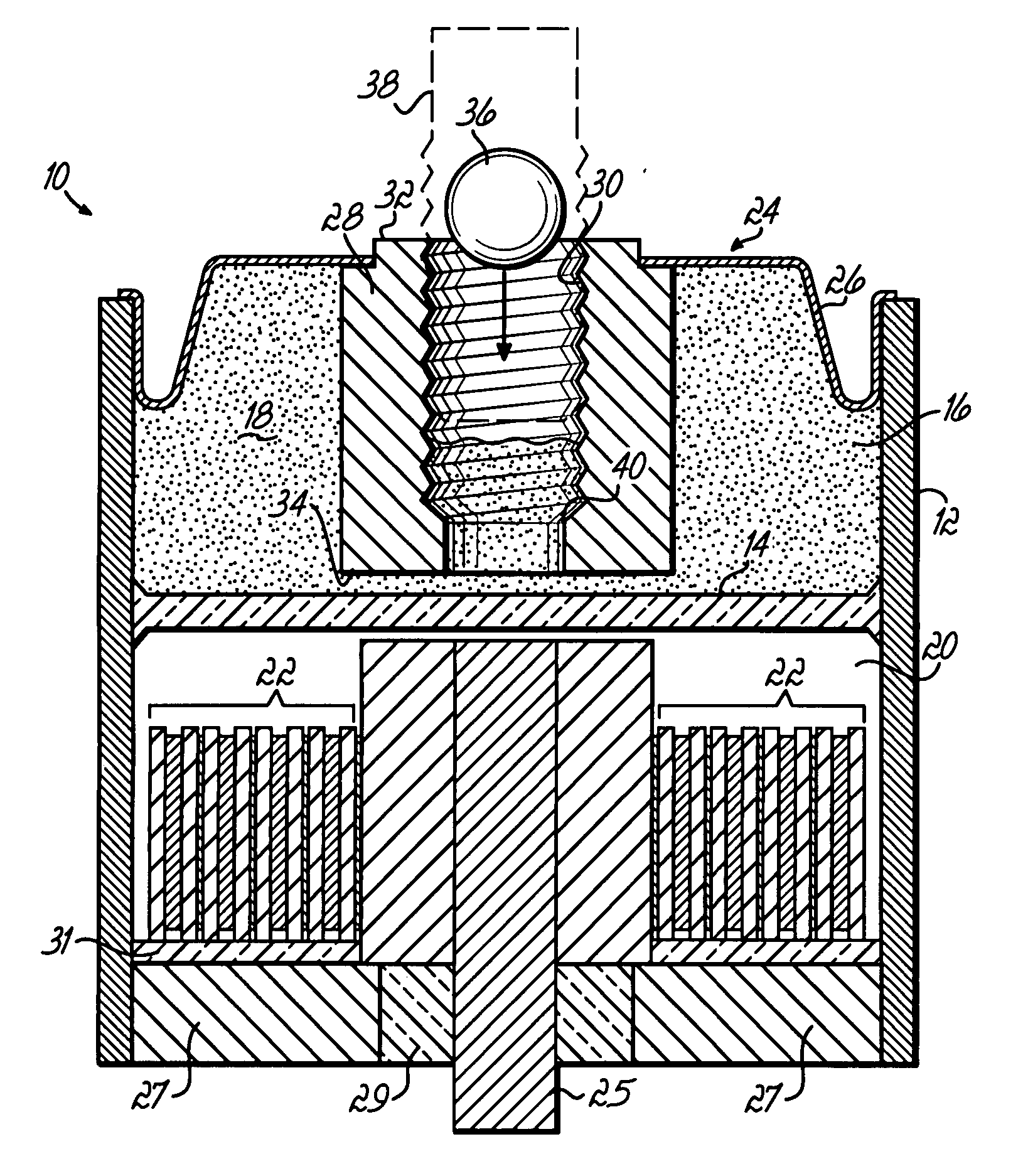 Reserve battery with set back mechanism for delayed battery activation