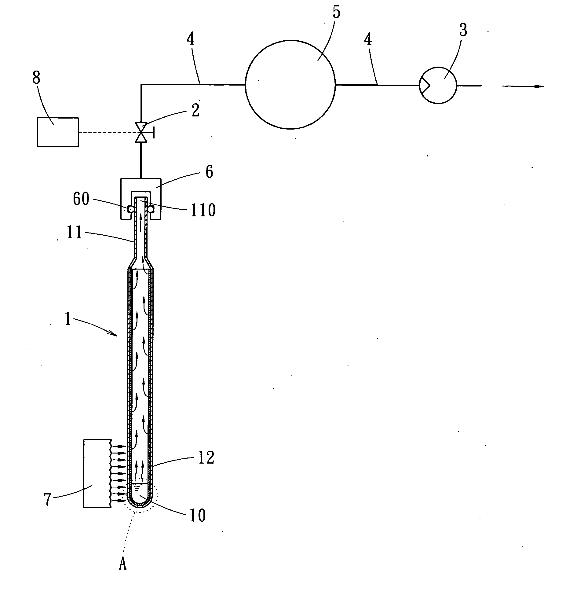Method and apparatus for removing vapor within heat pipe