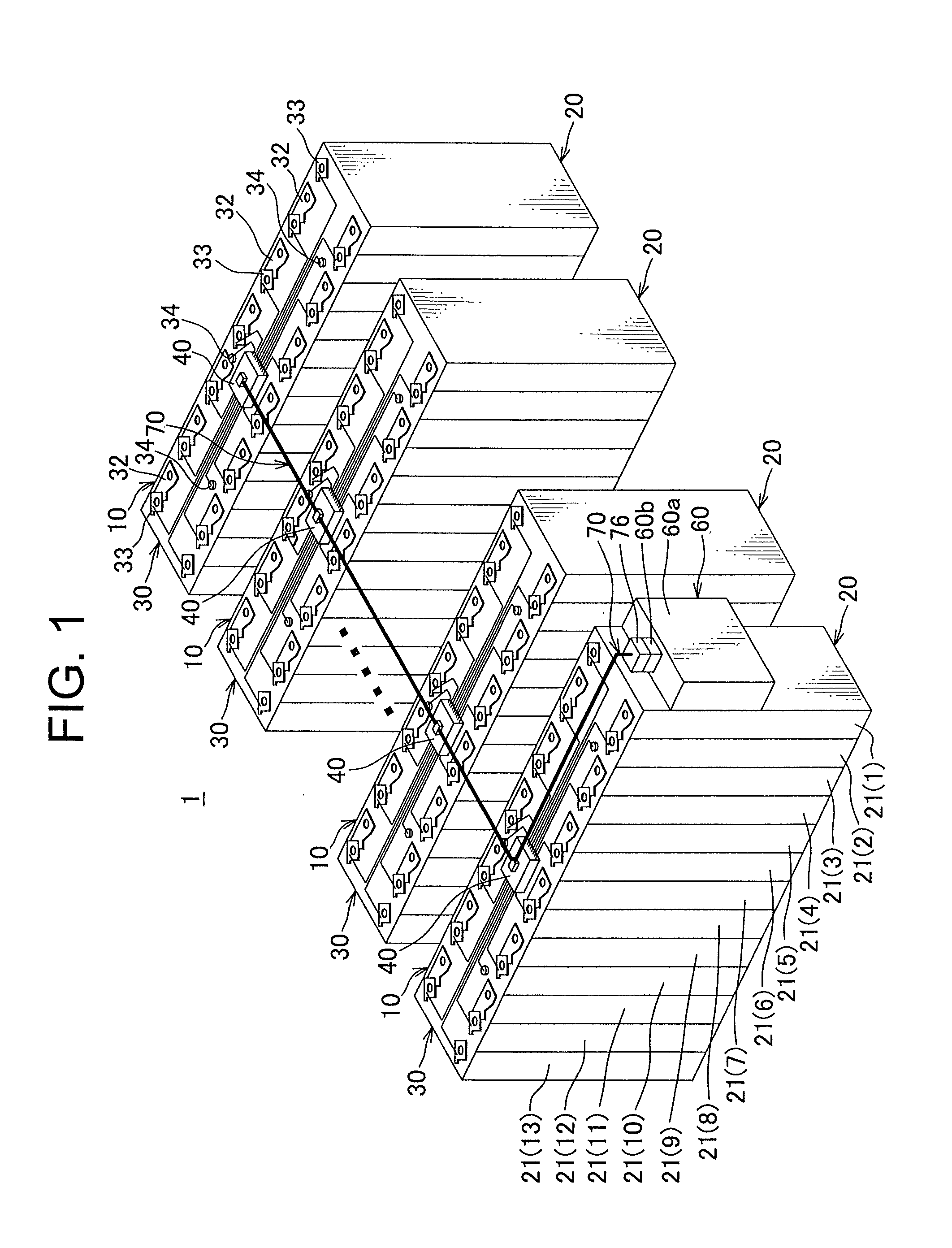Battery state notifying unit, bus bar module, battery pack, and battery state monitoring system