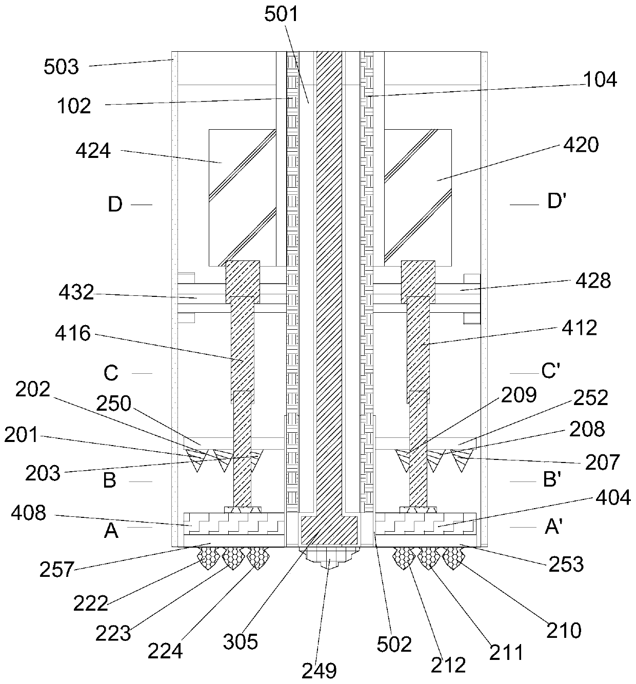 Magnetic conversion type intelligent tool change drilling and cutting device for soft and hard formations