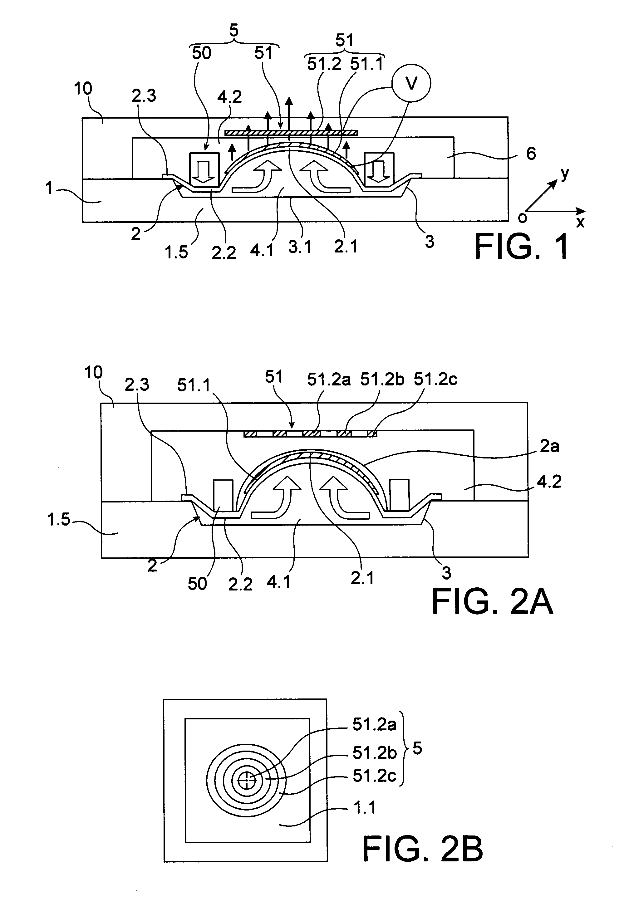 Membrane deformable optical device having improved actuation