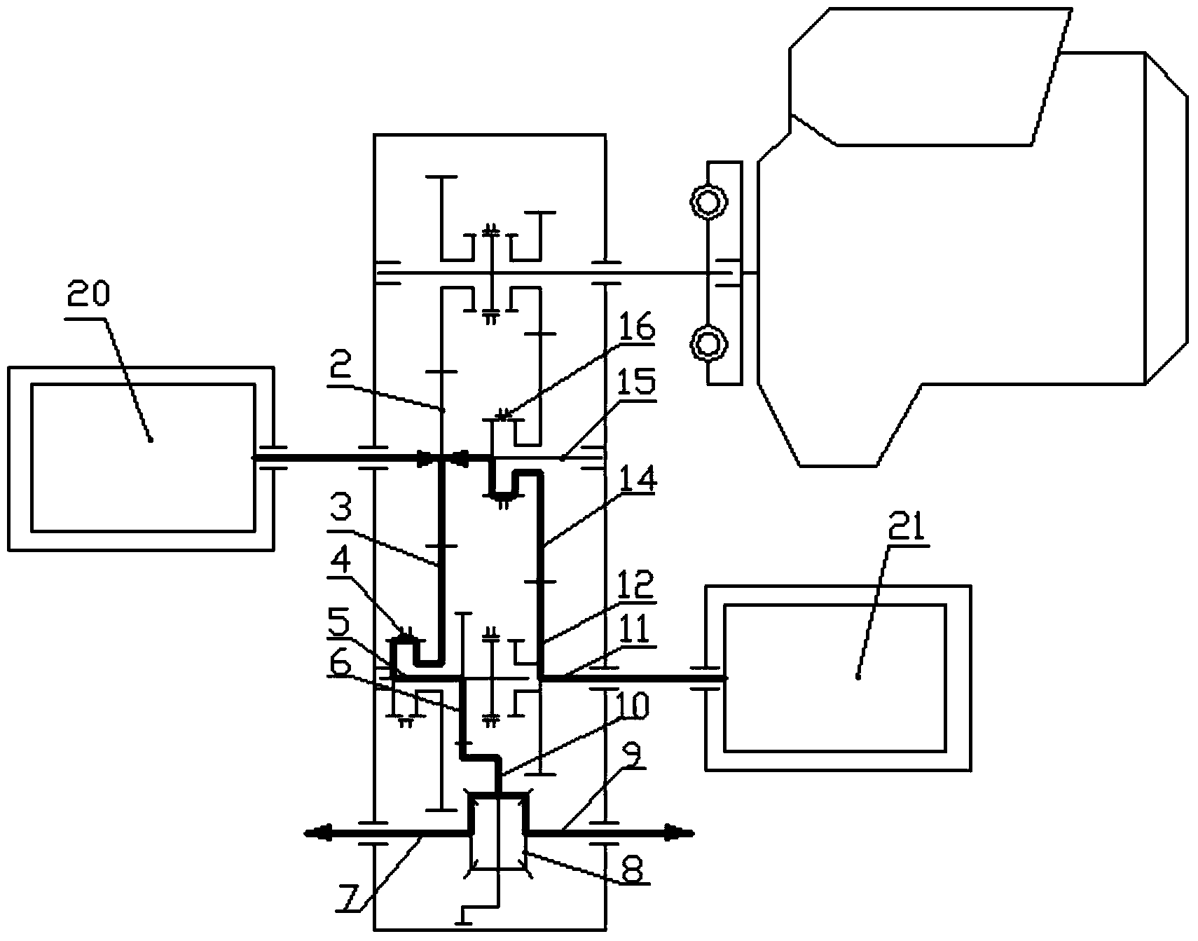 Multi-gear driving device of hybrid power vehicle