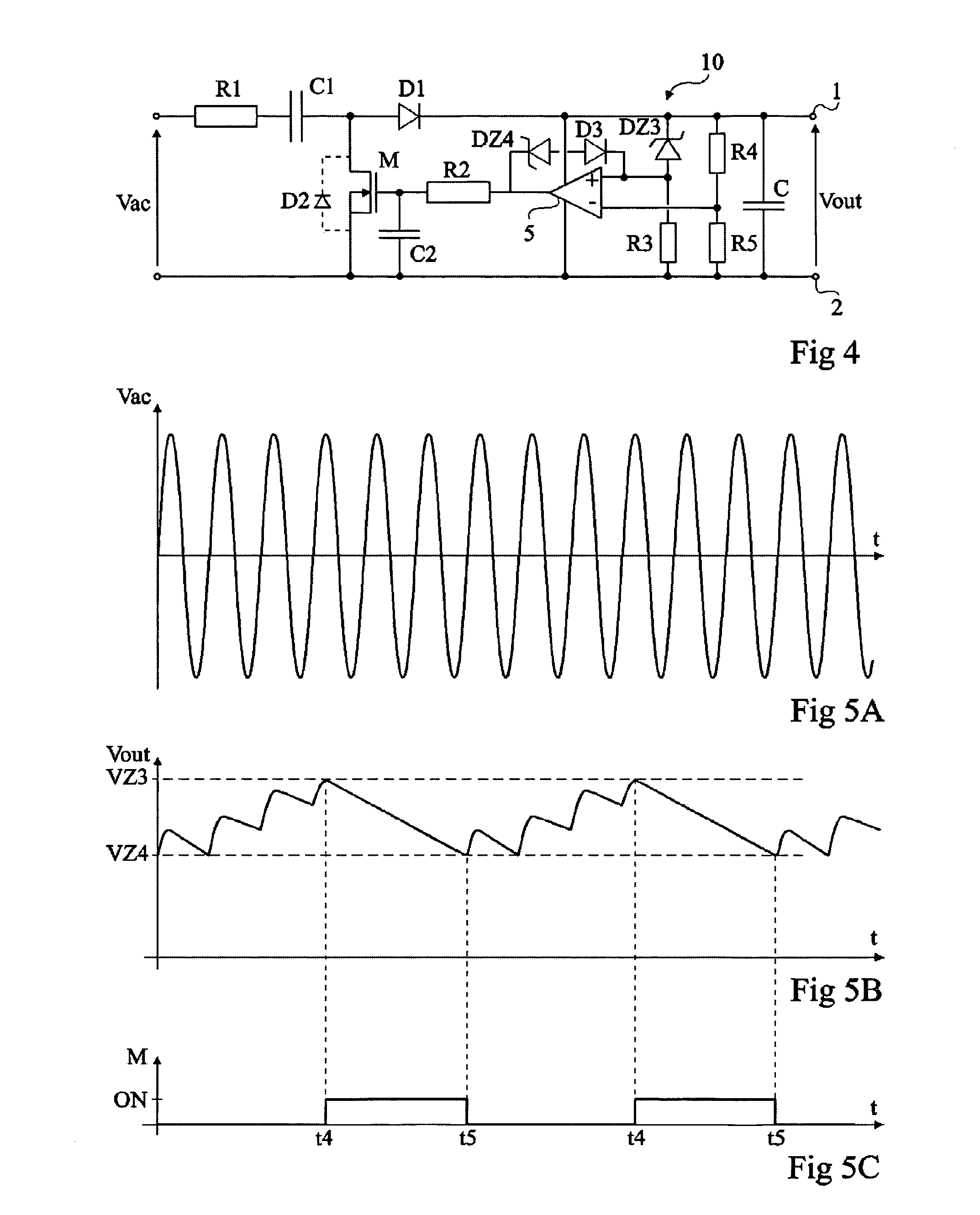 Capacitive power supply circuit and method