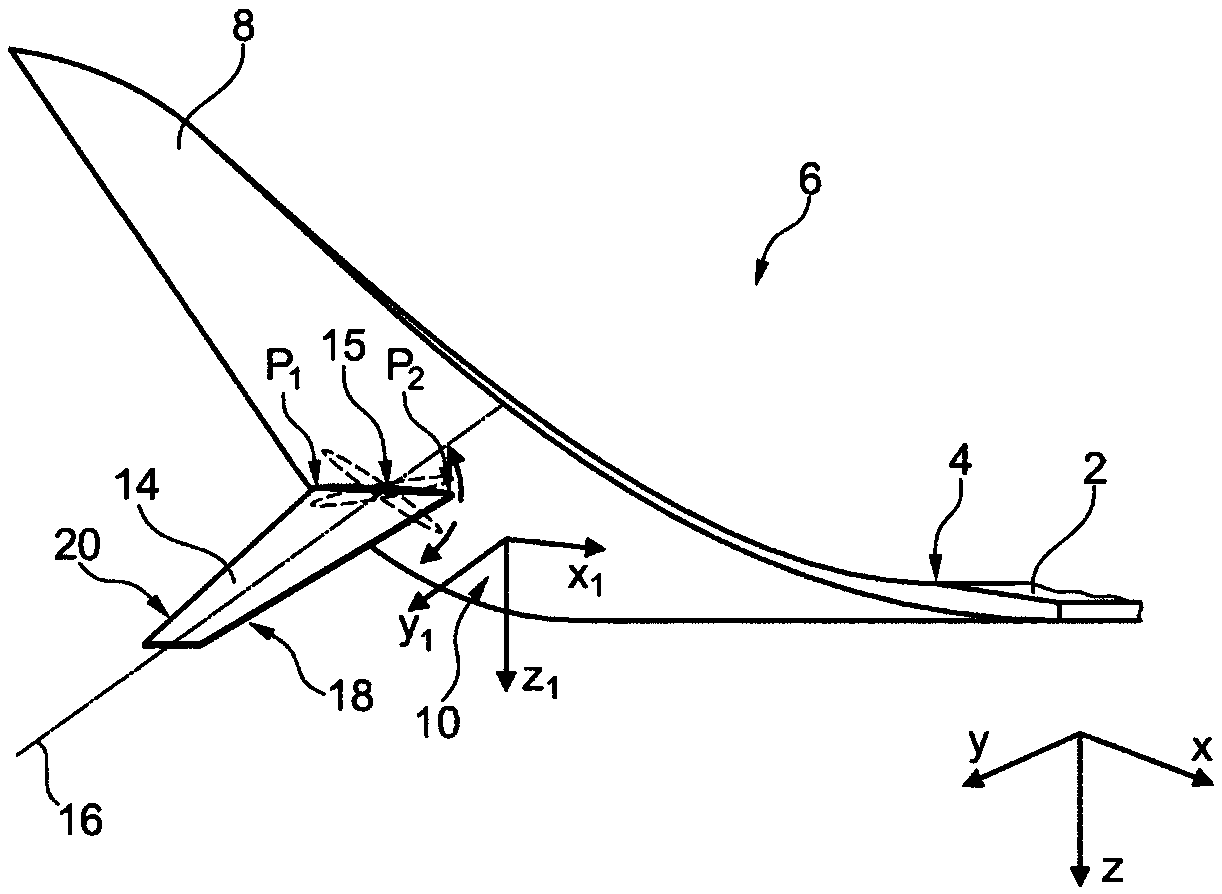 Aircraft with load reducing wing like element