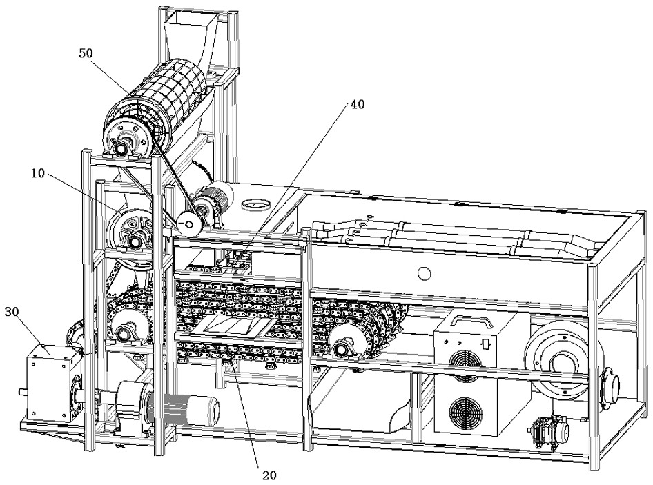 A walnut laser scribing machine based on chain drive