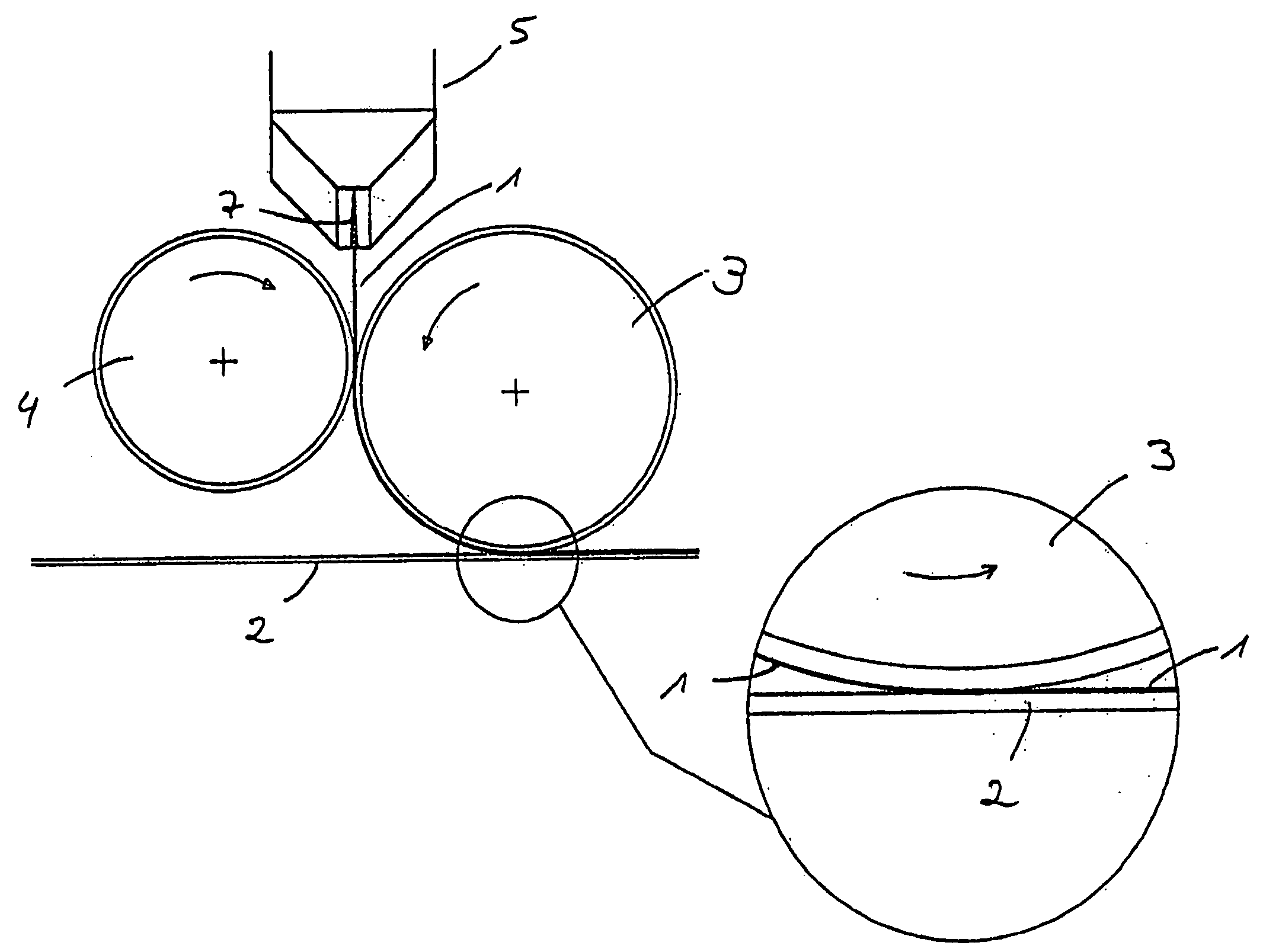 Device for applying a suspension onto a base plate