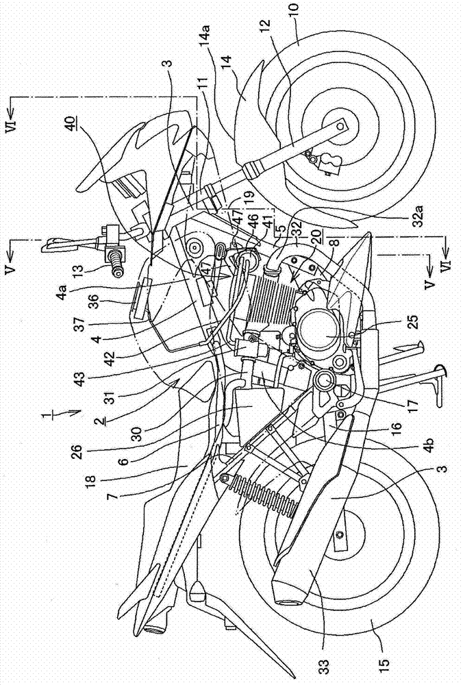 Motorcycle having evaporating fuel treatment apparatus