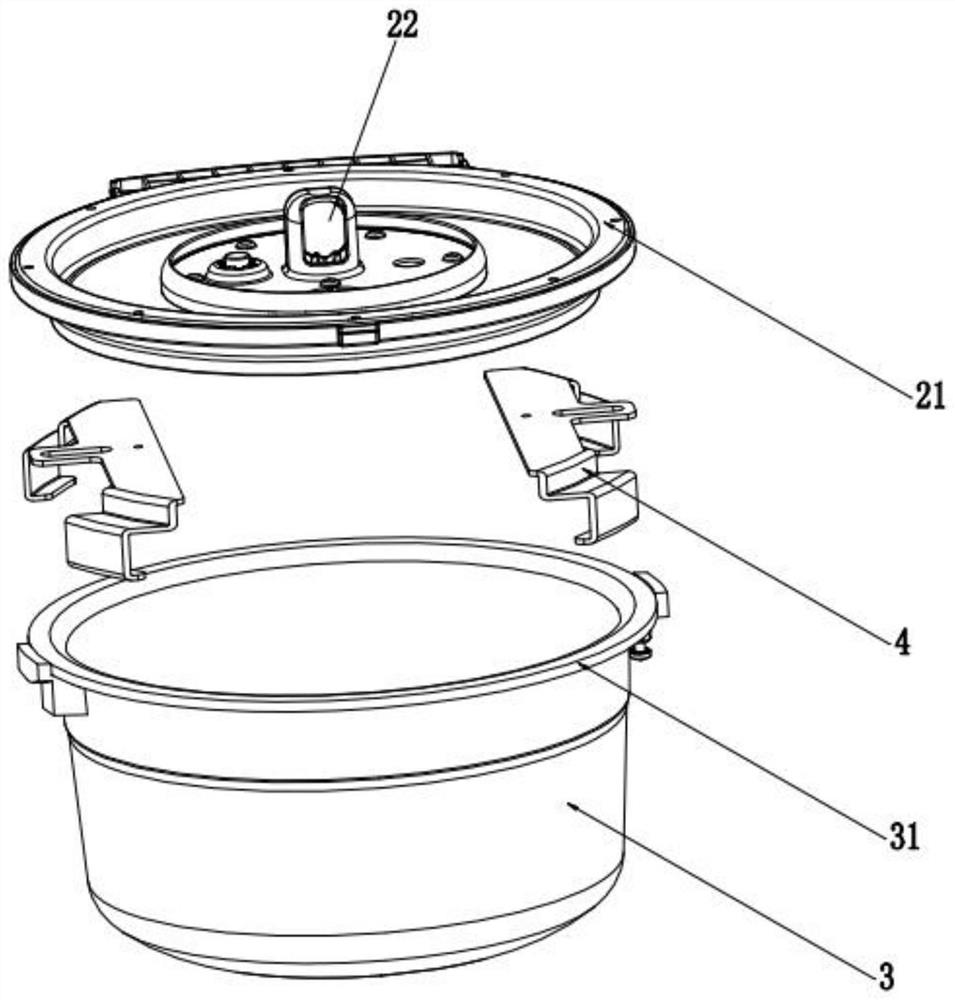 A pressure cooking appliance with directional pressure relief